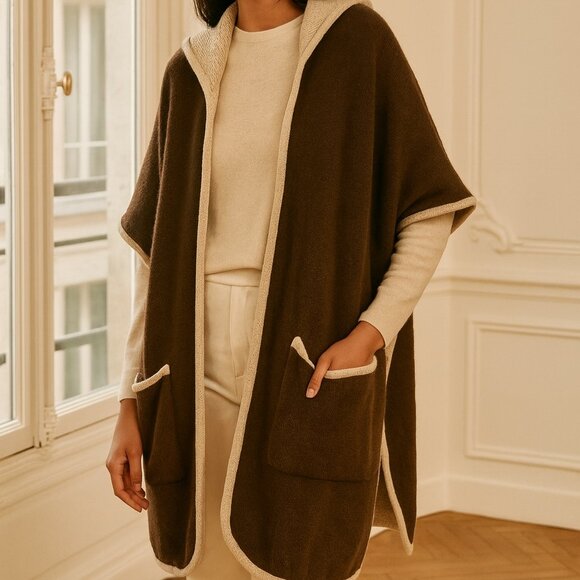 Soft Surroundings Jackets & Blazers - Soft Surroundings Brown Hooded Sweater Kimono Lagenlook  Wrap OS